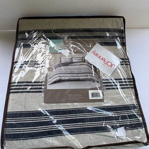 JCPenney Navy and Gray Striped Comforter Set